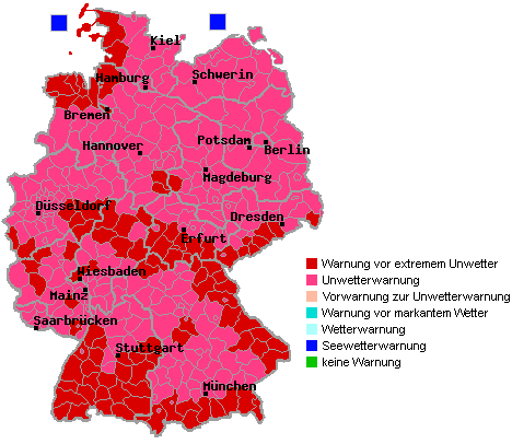 Wetterwarnung der Sueddeutschen-Zeitung Online