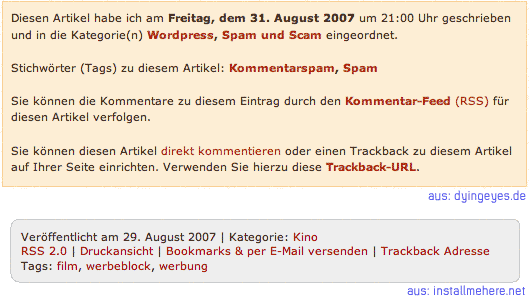 Zusatzinfos bei anderen Blogs