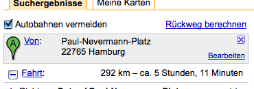 Die Option Autobahnen vermeiden wird angeklickt