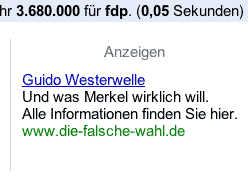 Anzeige bei Google